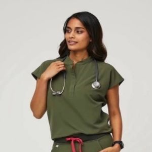 Figs Dark Olive Rafaela Scrub Top